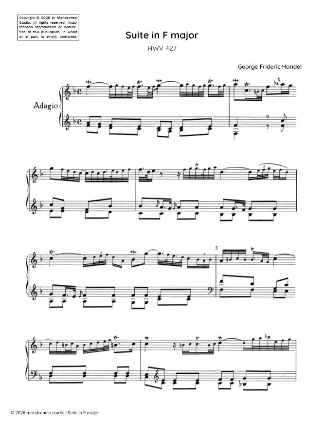 Handel - Keyboard Suite in F major, HWV 427 - Piano (Digital Download)
