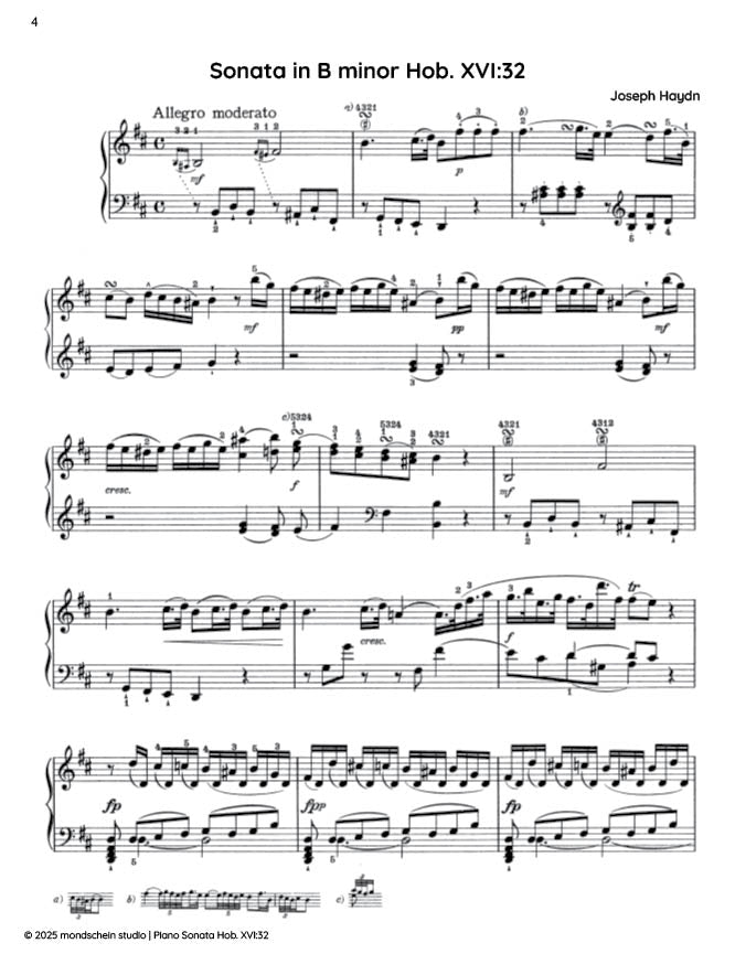 Haydn - Sonata in B minor, Hob. XVI:32 - Mondschein Studio - Piano (Digital Download)