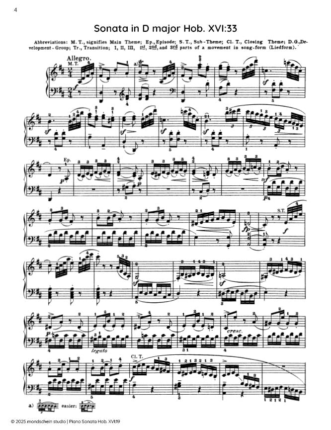 Haydn - Sonata in D major, Hob. XVI:33 - Mondschein Studio - Piano (Digital Download)