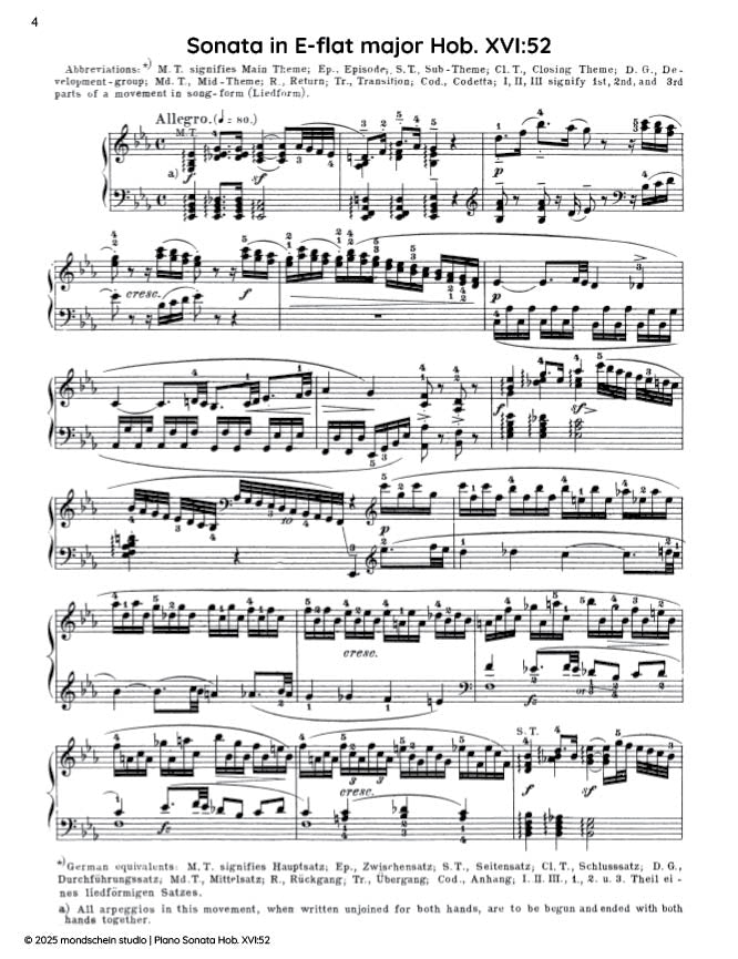 Haydn - Sonata in E-flat major, Hob. XVI:52 - Mondschein Studio - Piano (Digital Download)