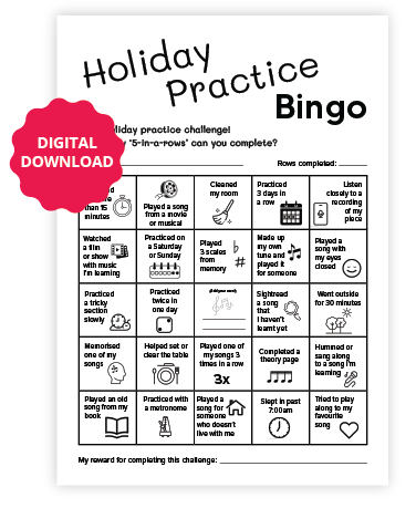School Holiday Practice Bingo Card (Digital Download)