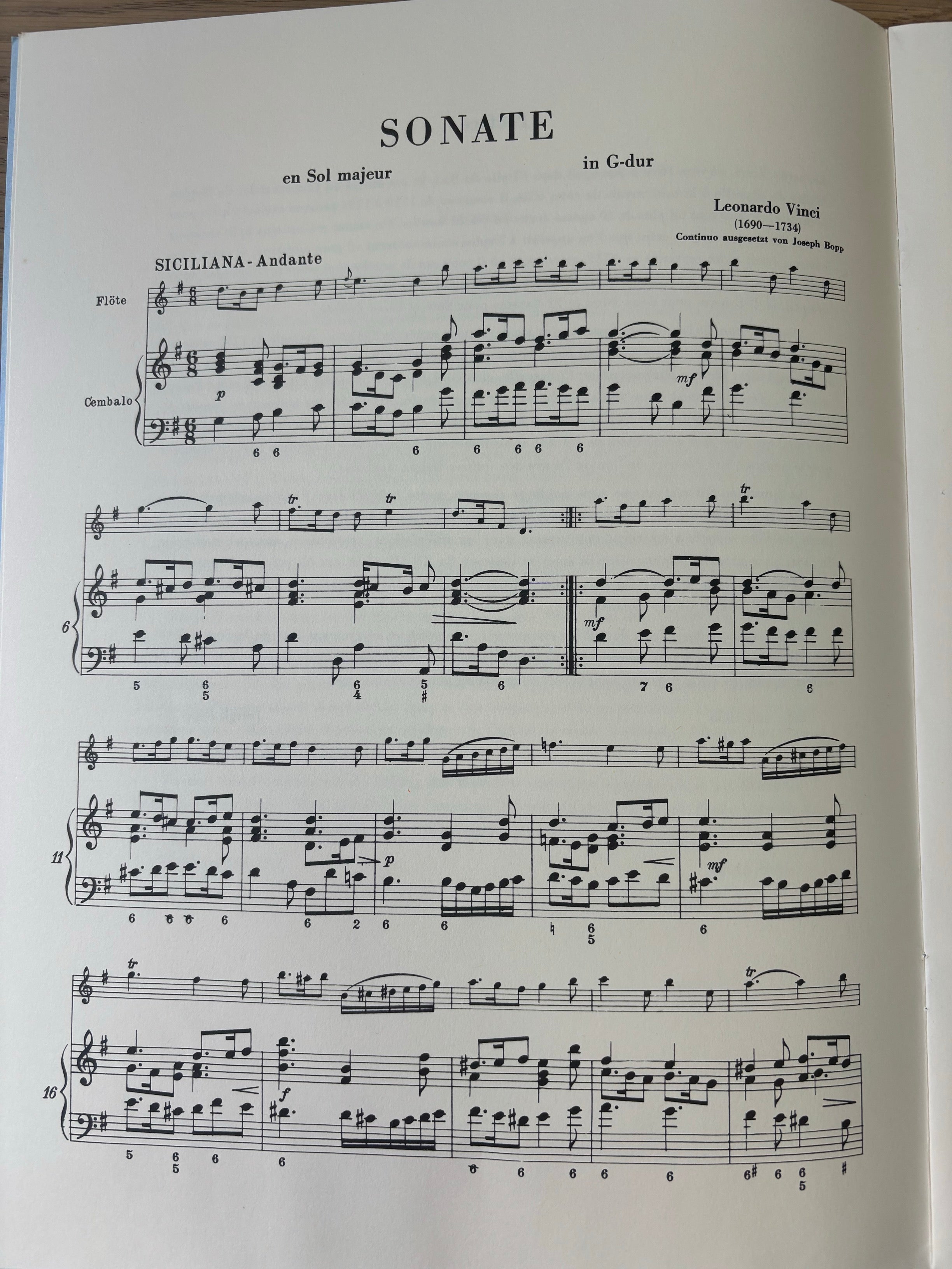 Vinci - Sonata #2 in Gmaj - Flute/Continuo Reinhardt RH23MK