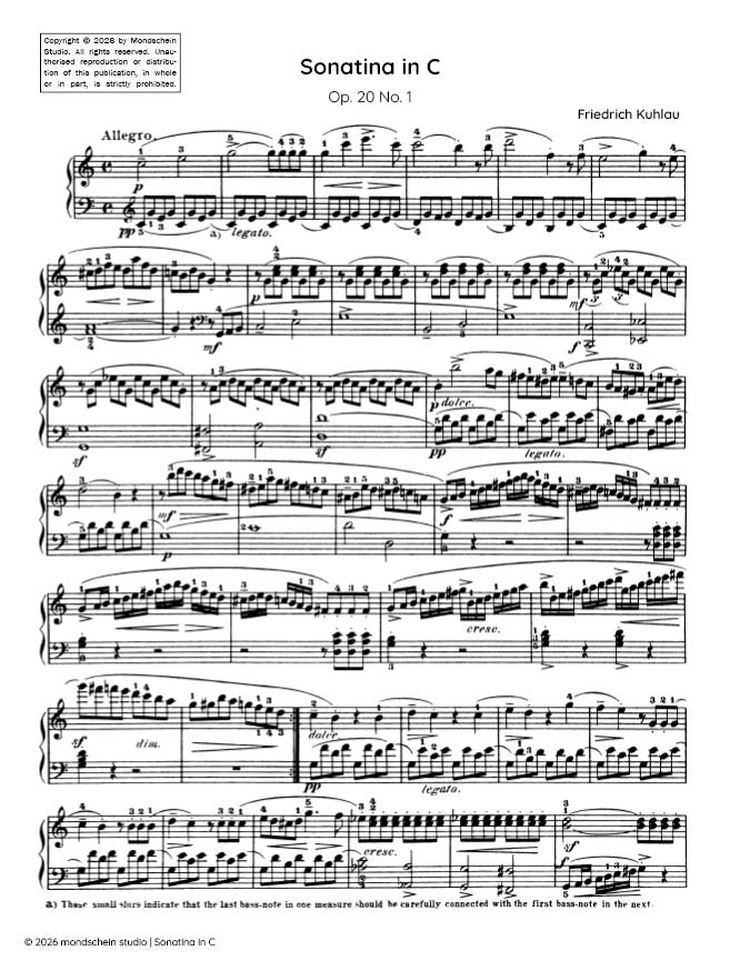 Kuhlau - Sonatina, Op. 20 No. 1 - Piano (Digital Download)