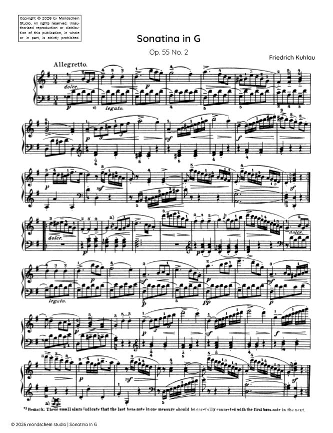 Kuhlau - Sonatina, Op. 55 No. 2 - Piano (Digital Download)