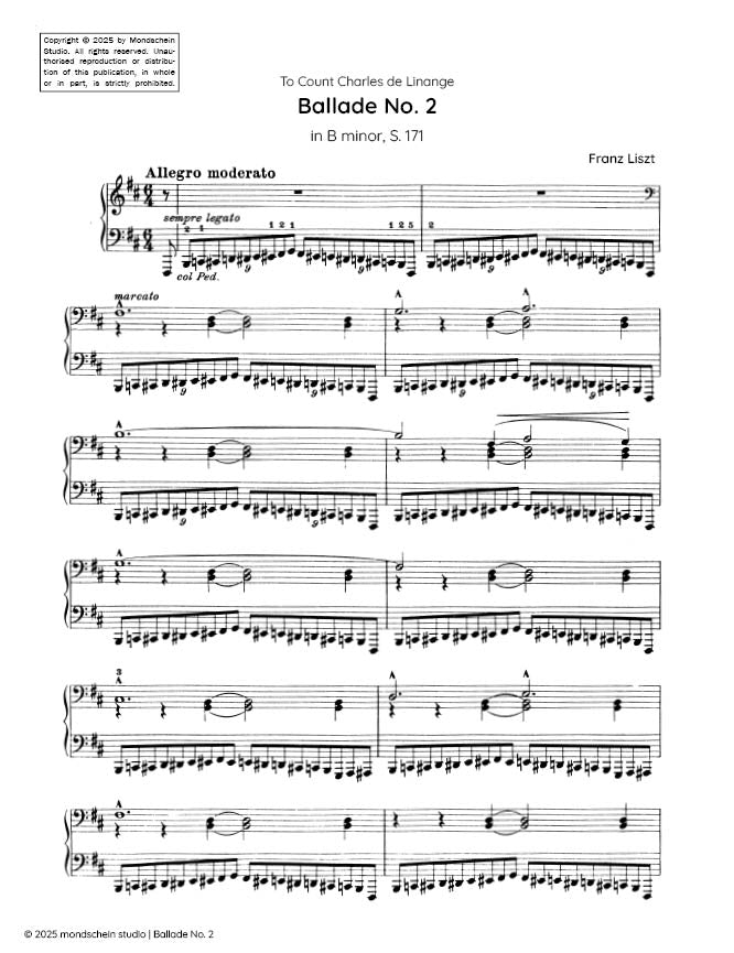 Liszt - Ballade No. 2 in B minor, S. 171 - Mondschein Studio - Piano (Digital Download)