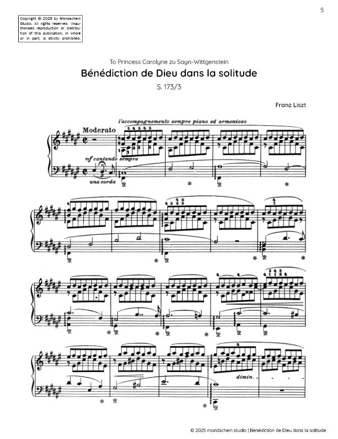 Liszt - Benediction de Dieu dans la solitude, S. 173/3 - Mondschein Studio - Piano (Digital Download)