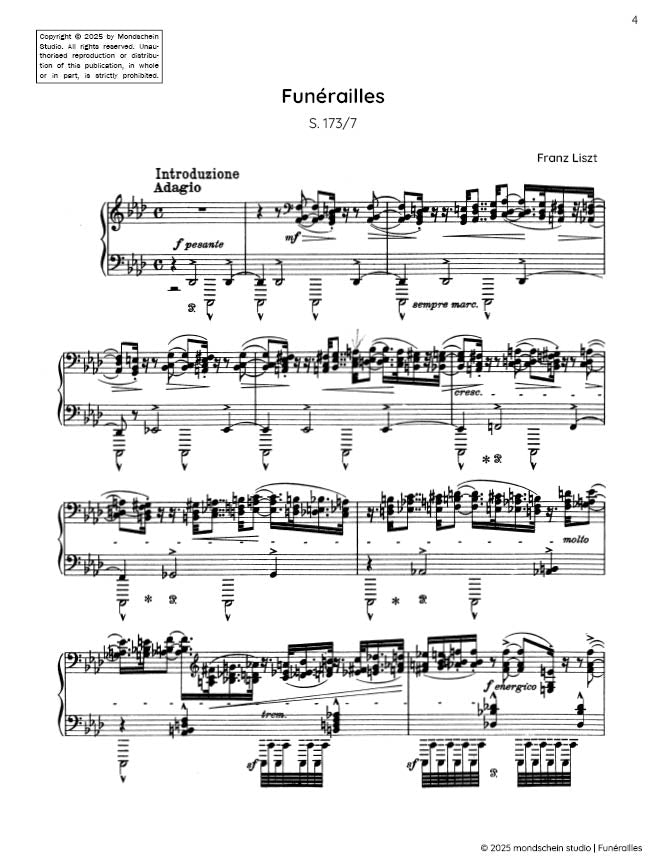 Liszt - Funerailles, S. 173/7 - Mondschein Studio - Piano (Digital Download)