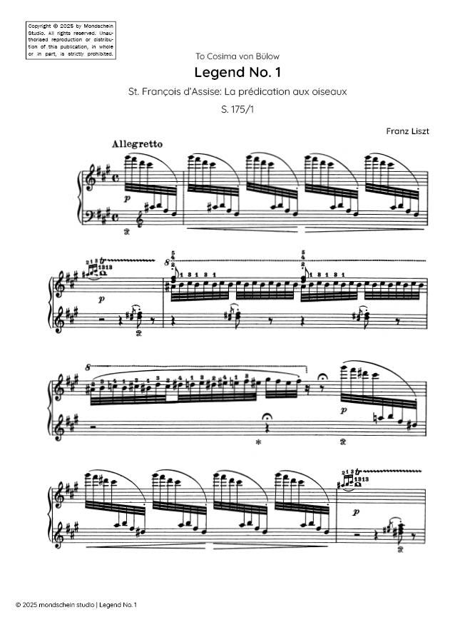 Liszt - Legend No. 1 - St. Francis of Assisi's sermon to the birds, S. 175/1 - Mondschein Studio - Piano (Digital Download)