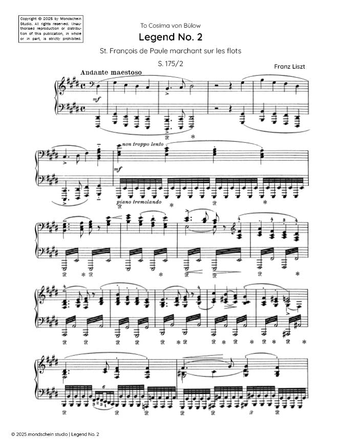 Liszt - Legend No. 2 - St. Francis of Paola walking on the waves, S. 175/2 - Mondschein Studio - Piano (Digital Download)