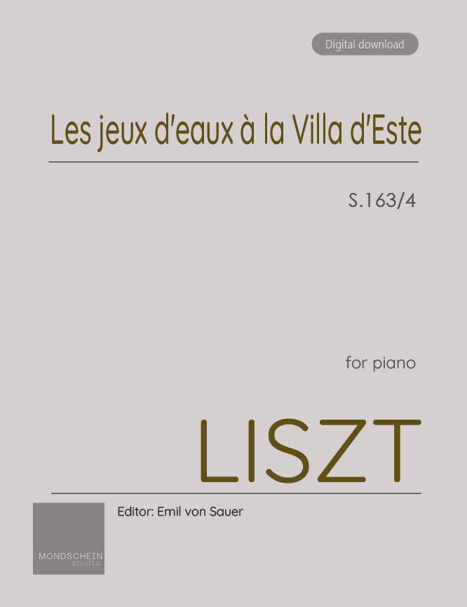 Liszt - Les jeux d'eaux a la Villa d'Este, S. 163/4 - Mondschein Studio - Piano (Digital Download)