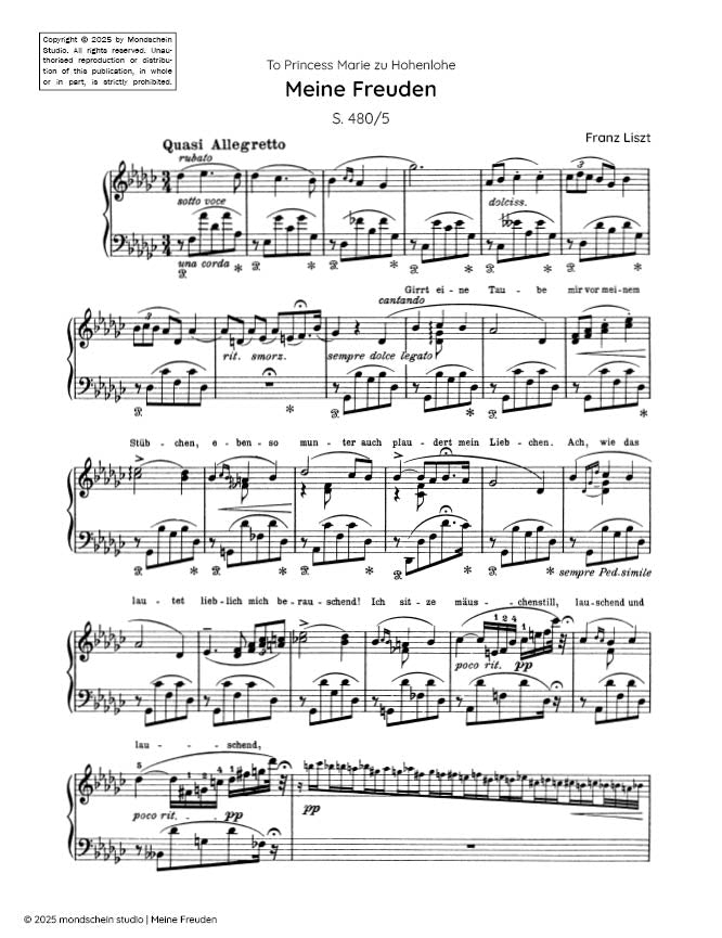 Liszt - Meine Freuden from 6 Polish Songs, S. 480 - Mondschein Studio - Piano (Digital Download)