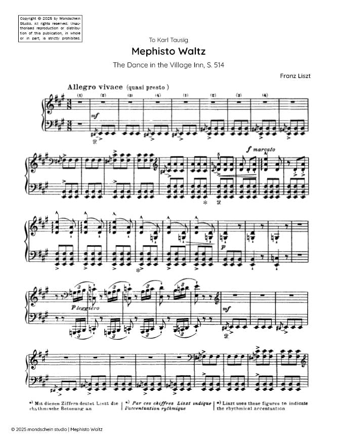 Liszt - Mephisto Waltz No. 1, S. 514 - Mondschein Studio - Piano (Digital Download)