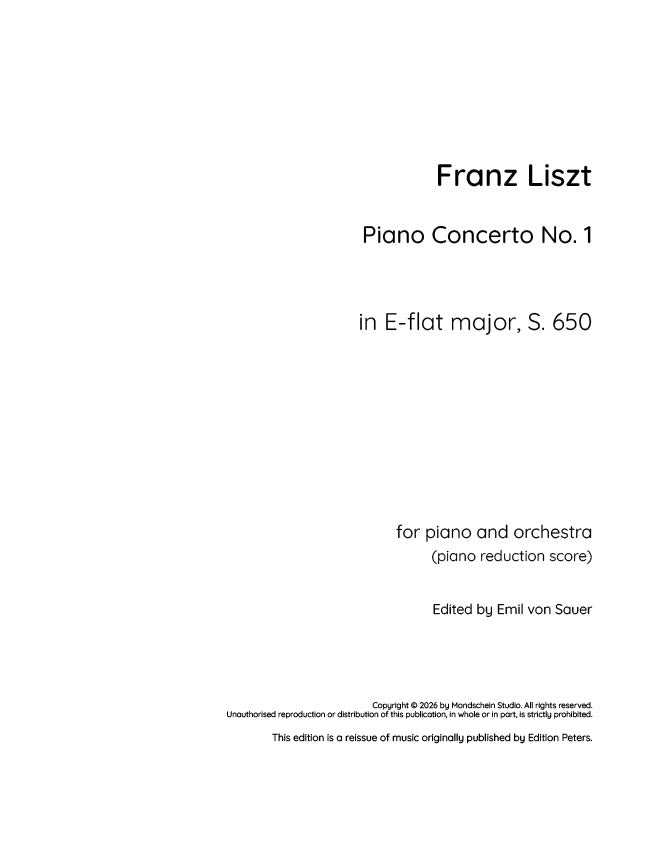 Liszt - Piano Concerto No. 1 in E-flat major, S.650 - Mondschein Studio - Piano (Digital Download)
