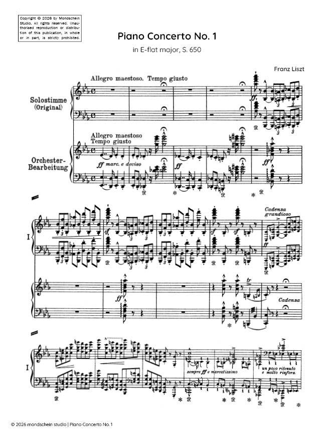 Liszt - Piano Concerto No. 1 in E-flat major, S.650 - Mondschein Studio - Piano (Digital Download)