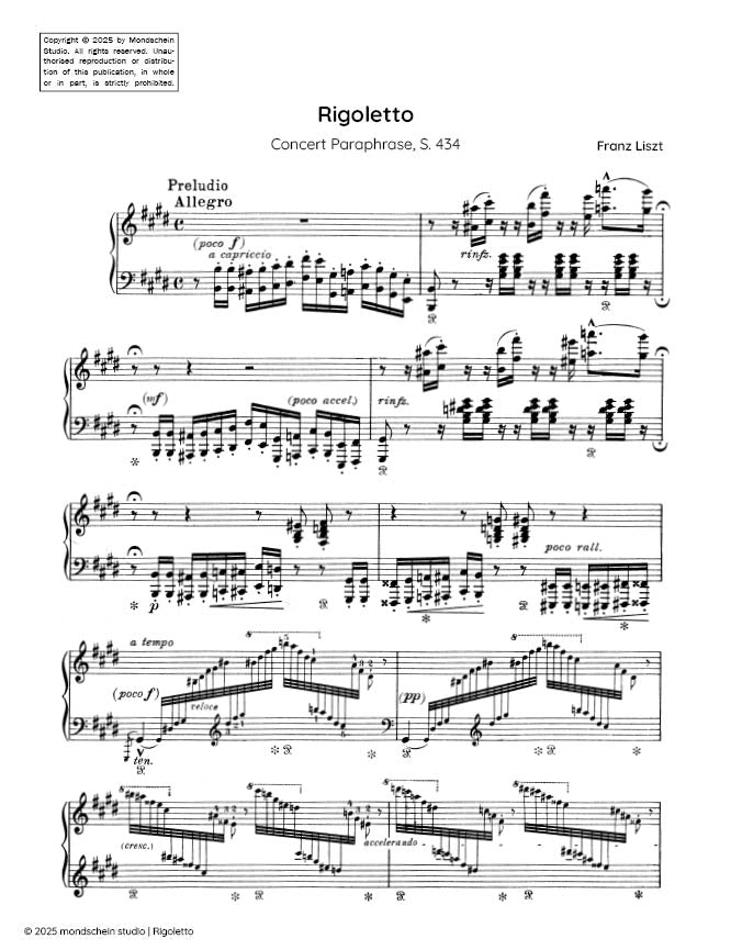Liszt - Rigoletto Concert Paraphrase, S. 434 - Mondschein Studio - Piano (Digital Download)