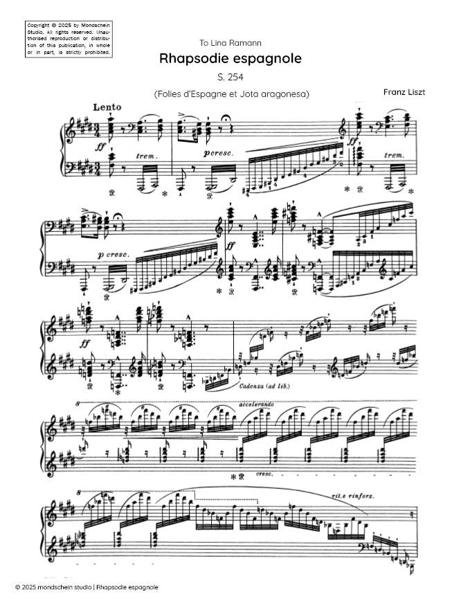 Liszt - Spanish Rhapsody, S. 254 - Mondschein Studio - Piano (Digital Download)