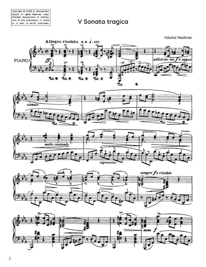 Medtner - Sonata tragica from Forgotten Melodies II, Op. 39 No. 5 - Mondschein Studio - Piano (Digital Download)