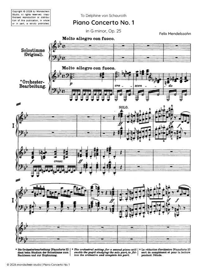 Mendelssohn - Piano Concerto No. 1 in G minor, Op. 25 - Mondschein Studio - Piano (Digital Download)