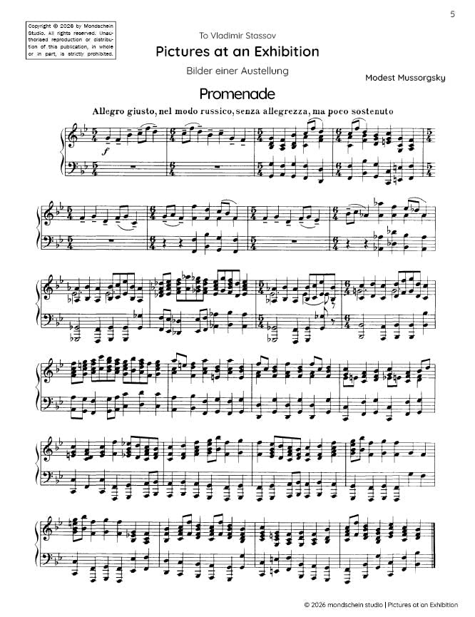 Mussorgsky - Pictures at an Exhibition - Piano/Keyboard (Digital Download)