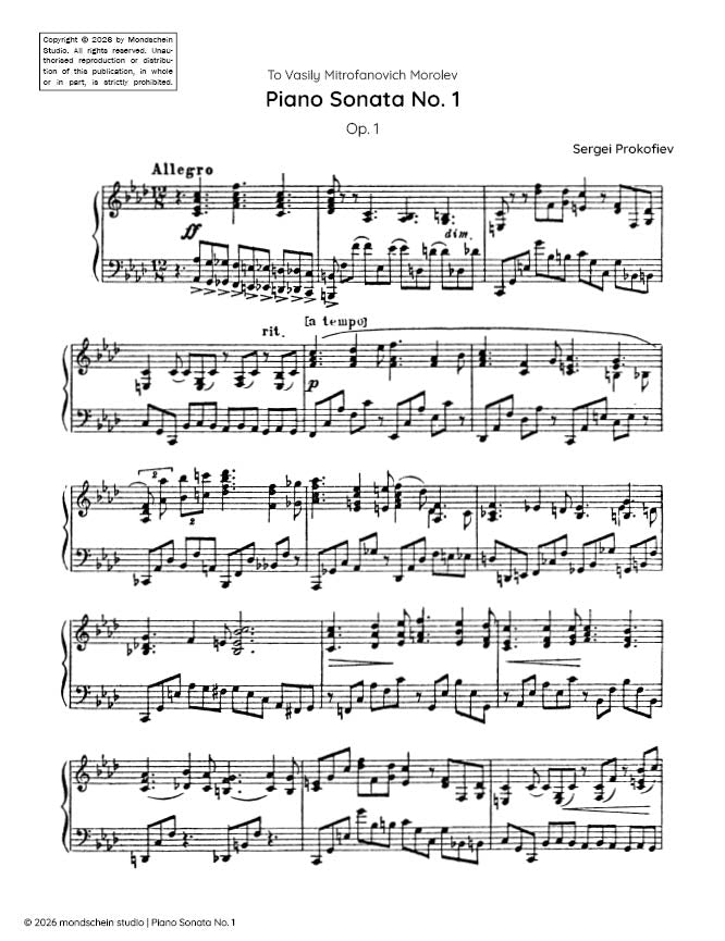 Prokofiev - Piano Sonata No. 1, Op. 1 - Mondschein Studio - Piano (Digital Download)