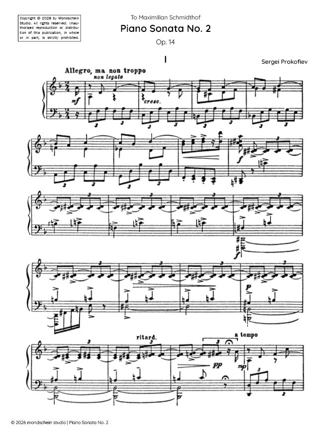 Prokofiev - Piano Sonata No. 2, Op. 14 - Mondschein Studio - Piano (Digital Download)