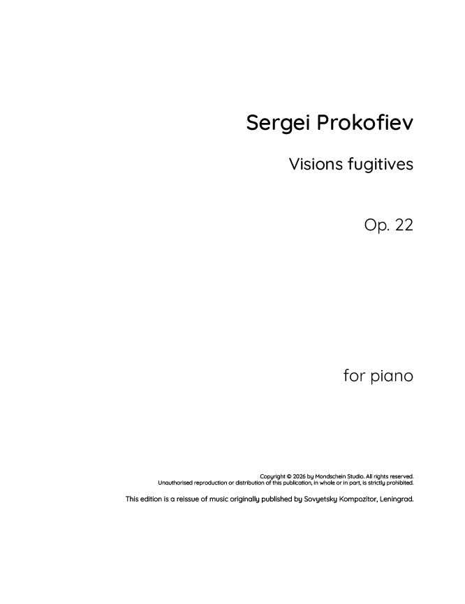 Prokofiev - Visions fugitives, Op. 22 - Piano (Digital Download)