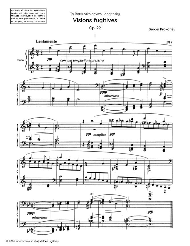Prokofiev - Visions fugitives, Op. 22 - Piano (Digital Download)