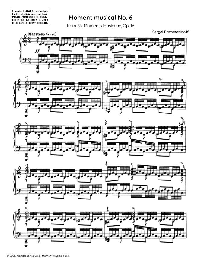 Rachmaninoff - Moment musical No. 6 from Six Moments Musicaux, Op. 16 - Piano (Digital Download)