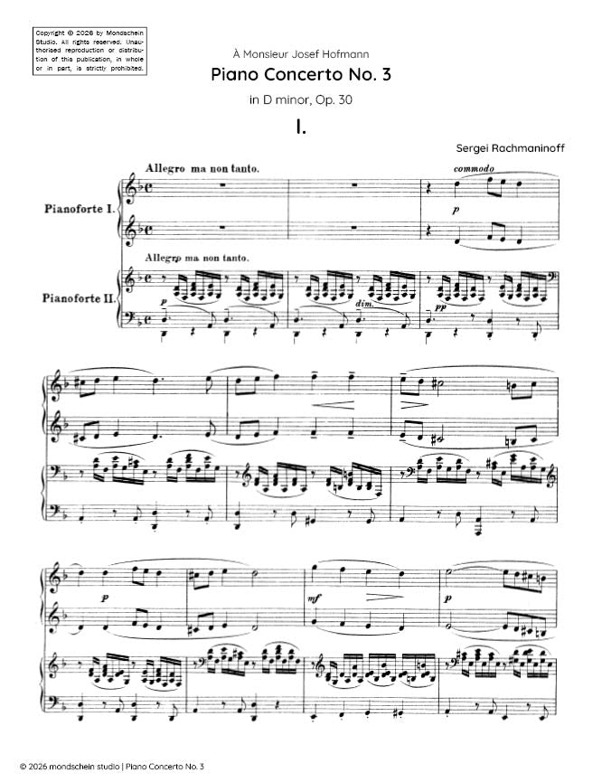 Rachmaninoff - Piano Concerto No. 3 in D minor, Op. 30 - Piano (Digital Download)