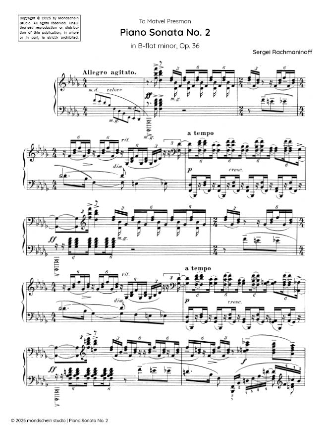 Rachmaninoff - Piano Sonata No. 2 in B-flat minor (1931 version), Op. 36 - Mondschein Studio - Piano (Digital Download)