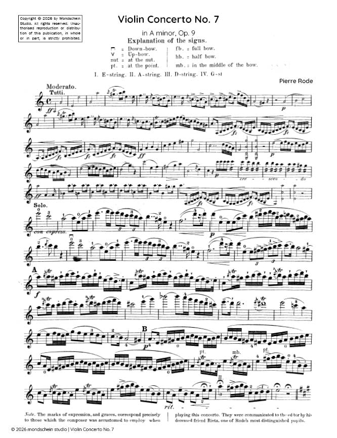 Rode - Violin Concerto No. 7 in A minor, Op. 9 - Violin/Piano Accompaniment (Digital Download)