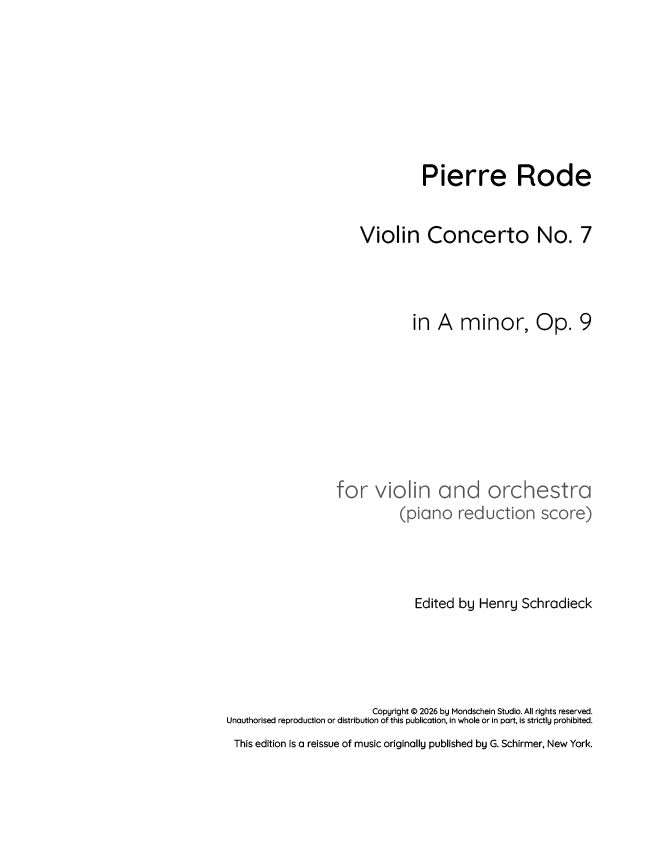 Rode - Violin Concerto No. 7 in A minor, Op. 9 - Violin/Piano Accompaniment (Digital Download)