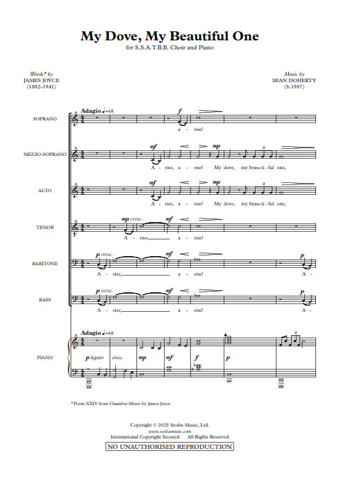 My Dove my Beautiful one - SATB Choir (Digital Download)