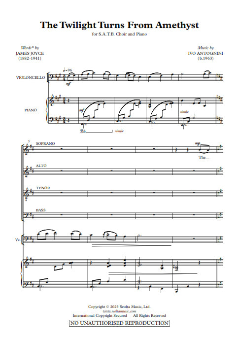 The Twilight turns from Amethyst - SATB Choir (Digital Download)
