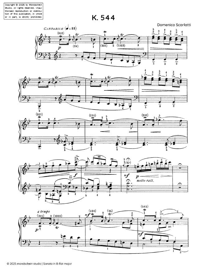 Scarlatti - Sonata in B-flat major, K. 544 - Mondschein Studio - Piano (Digital Download)