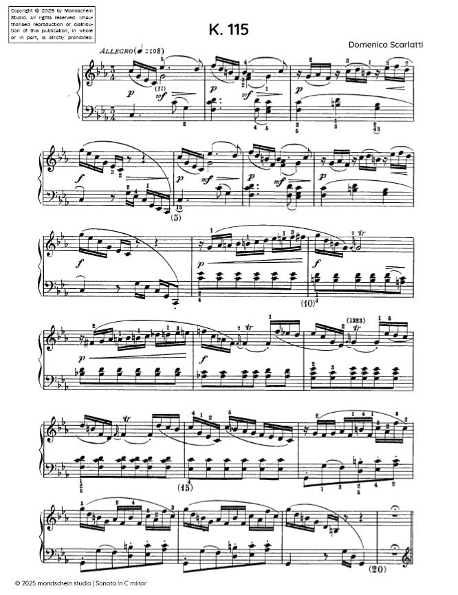 Scarlatti - Sonata in C minor, K. 115 - Mondschein Studio - Piano (Digital Download)