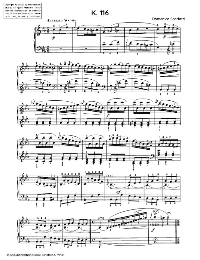Scarlatti - Sonata in C minor, K. 116 - Mondschein Studio - Piano (Digital Download)