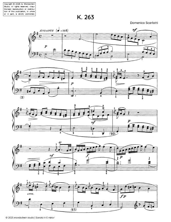 Scarlatti - Sonata in E minor, K. 263 - Mondschein Studio - Piano (Digital Download)