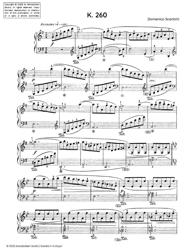 Scarlatti - Sonata in G major, K. 260 - Mondschein Studio - Piano (Digital Download)