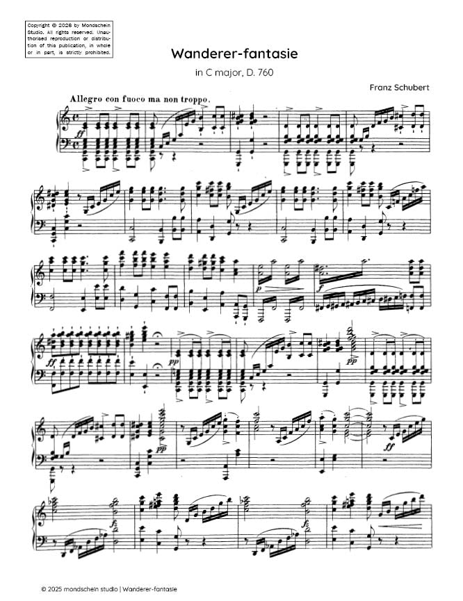 Schubert - Wanderer-fantasie in C major, D. 760 - Mondschein Studio - Piano (Digital Download)