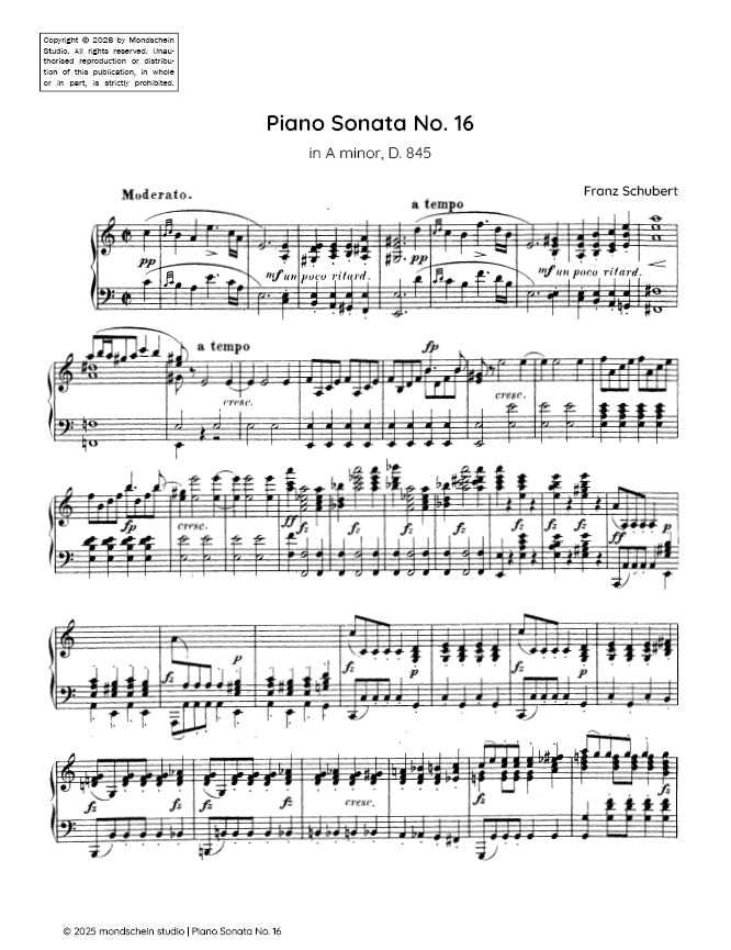 Schubert - Piano Sonata No. 16 in A minor, D. 845 - Mondschein Studio - Piano (Digital Download)