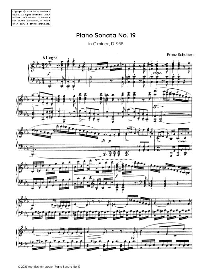 Schubert - Piano Sonata No. 19 in C minor, D. 858 - Piano (Digital Download)