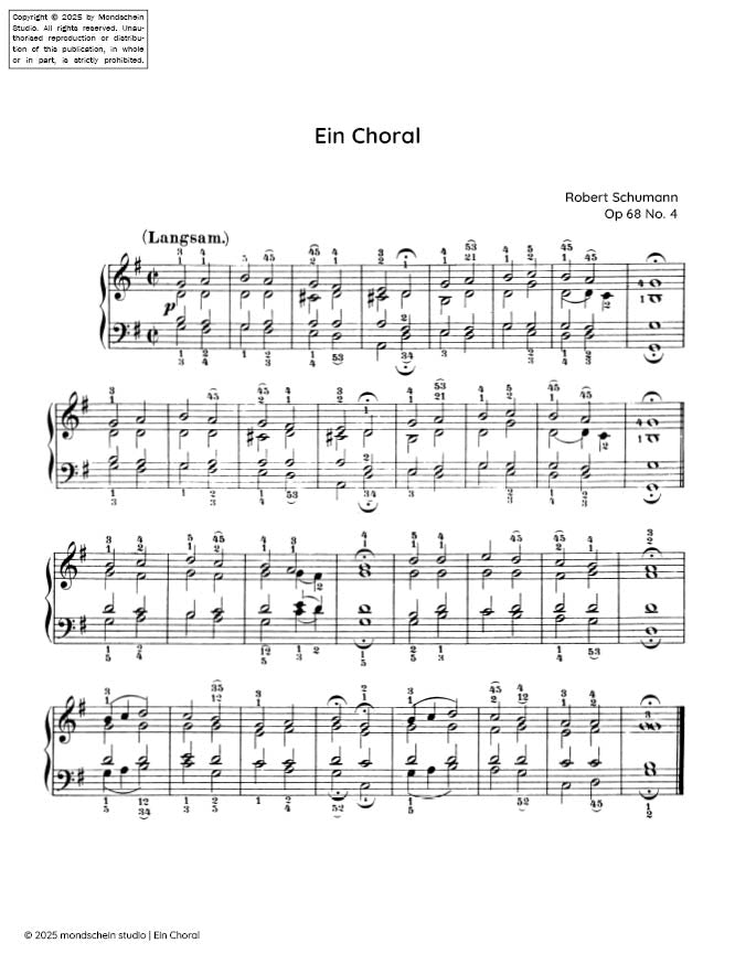 Schumann - Ein Choral No. 4 from Album fuÃàr die Jugend, Op. 68 - Mondschein Studio - Piano (Digital Download)