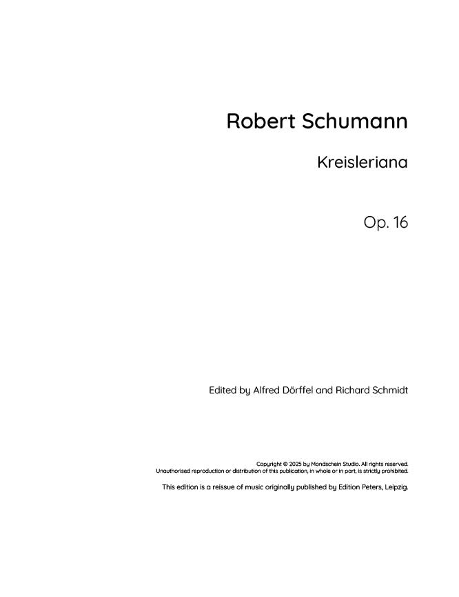 Schumann - Kreisleriana, Op. 16 - Mondschein Studio - Piano (Digital Download)