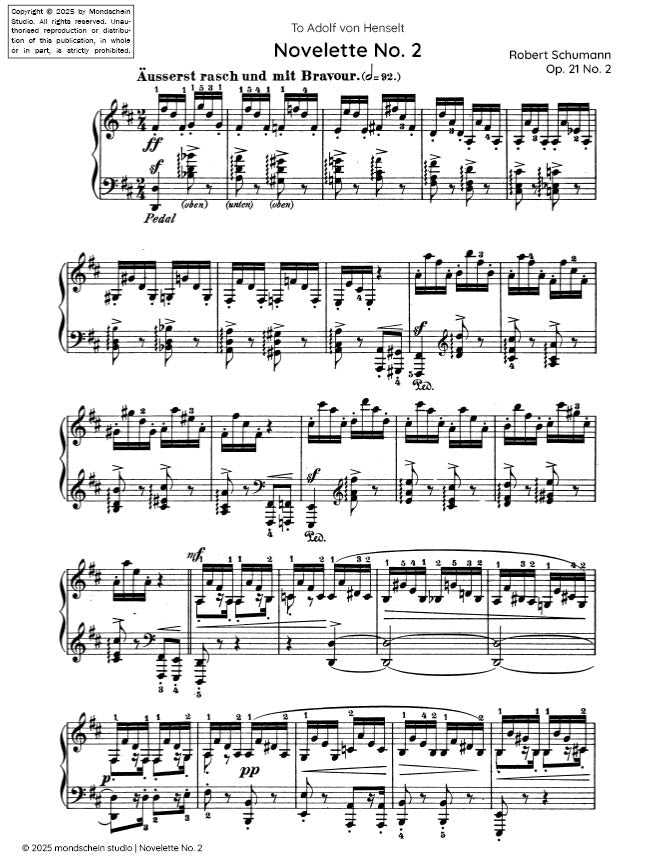 Schumann - Novelette No. 2 from 8 Novelettes, Op. 21 - Mondschein Studio - Piano (Digital Download)
