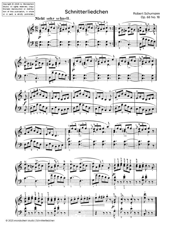 Schumann - Schnitterliedchen (The Reaper's Song) Op. 68, No. 18 - Mondschein Studio - Piano (Digital Download)