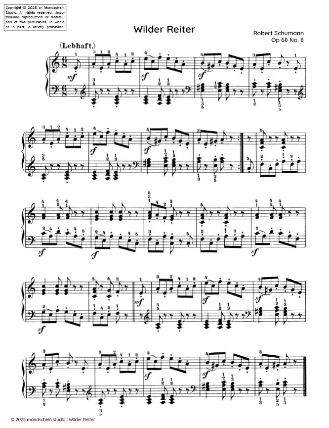Schumann - Wilder Reiter (The Wild Horseman) Op. 68, No 8 - Mondschein Studio - Piano (Digital Download)