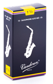 Vandoren Traditional Alto Saxophone Reeds, Strength 1.5, 10-Pack