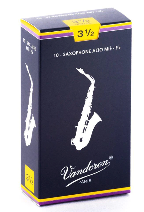 Vandoren Traditional Alto Saxophone Reeds, Strength 3.5, 10-Pack
