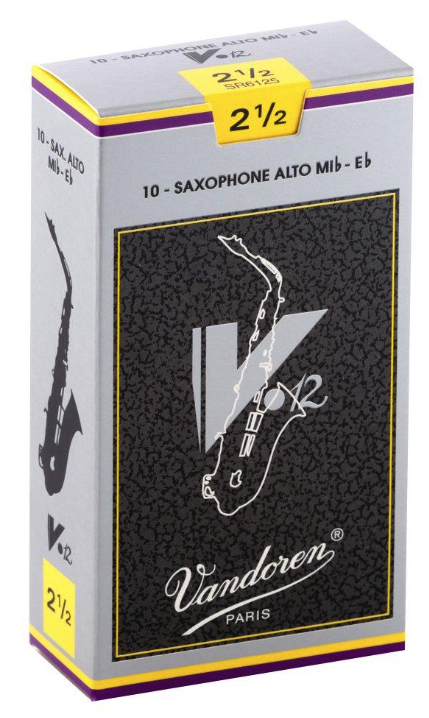 Vandoren V12 Alto Saxophone Reeds, Strength 2.5, 10-Pack